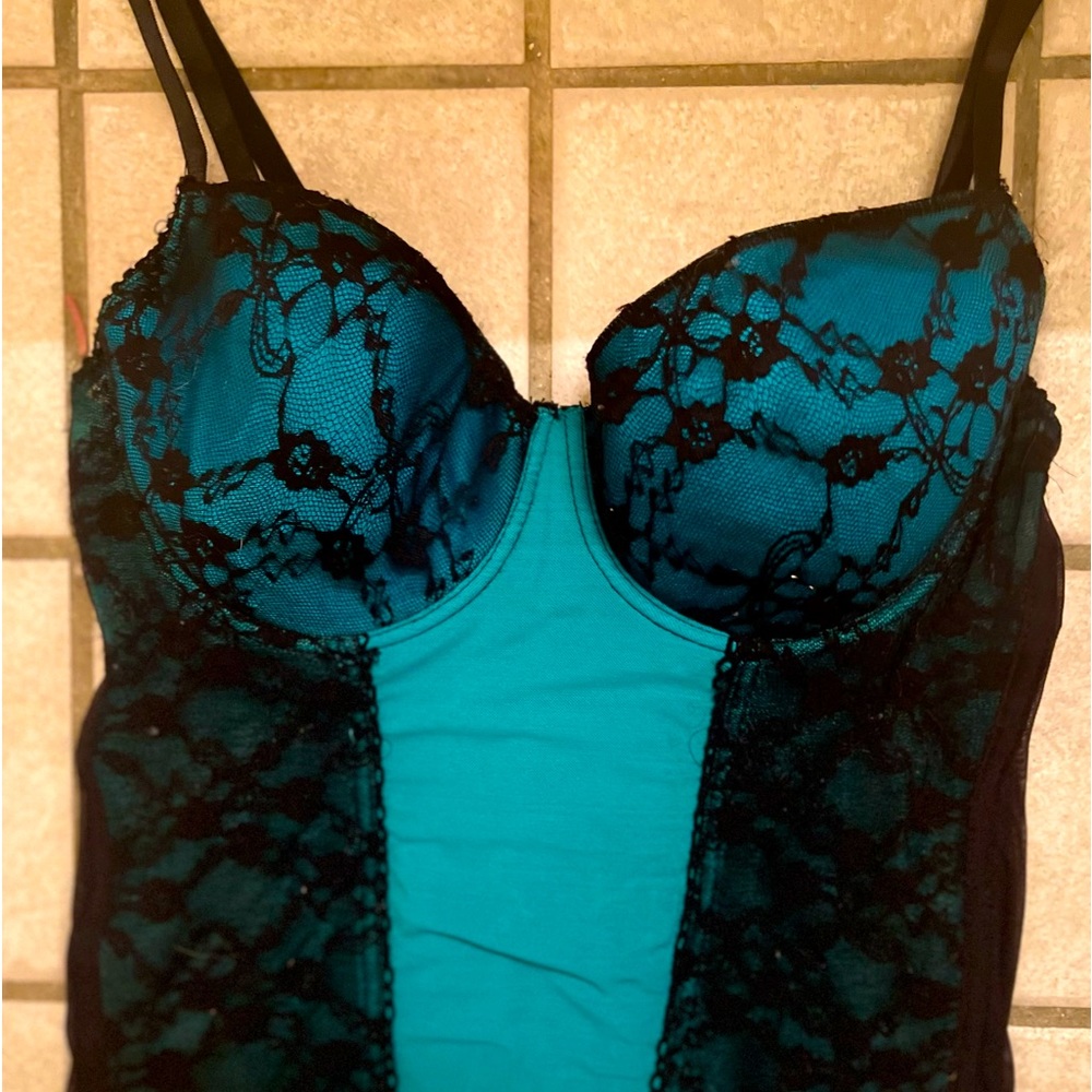 Blue and Black Corset Style Top